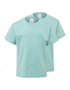 T-Shirt Criança Algodão 155g Verde Pastel Tam 7/8 Pack 2un