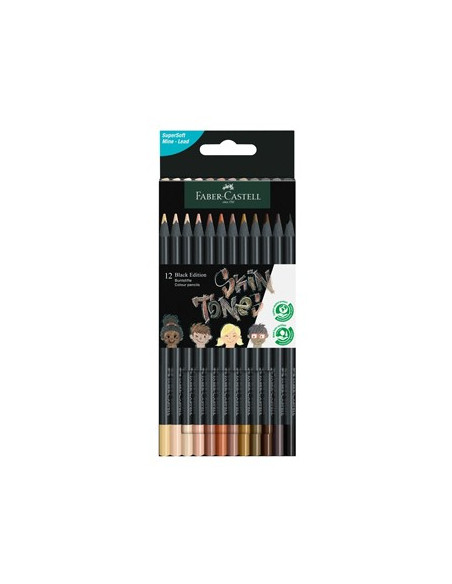 Lapis Cor 18cm Faber Castell Black Edition Tons Pele 12un