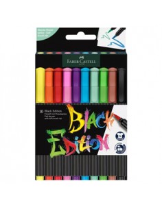 Marcador Feltro Faber Castell Black Edition Ponta Pincel 10x