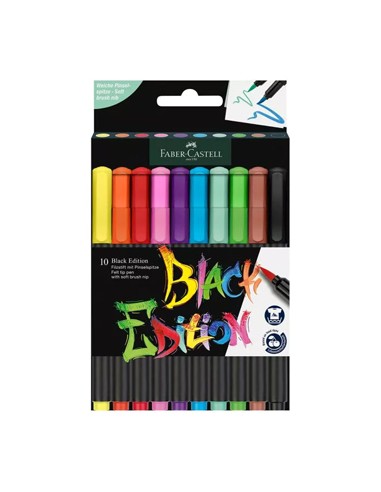 Marcador Feltro Faber Castell Black Edition Ponta Pincel 10x