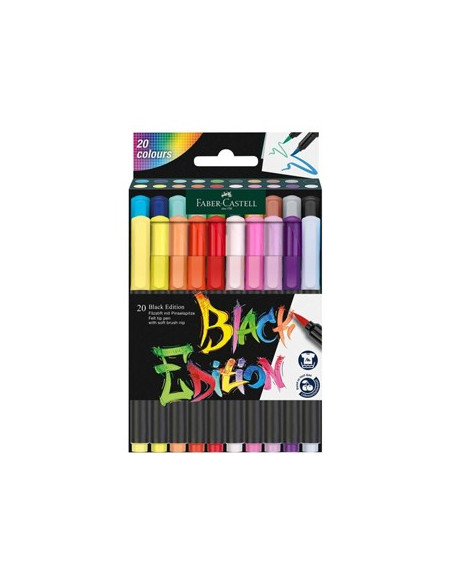 Marcador Feltro Faber Castell Black Edition Ponta Pincel 20x