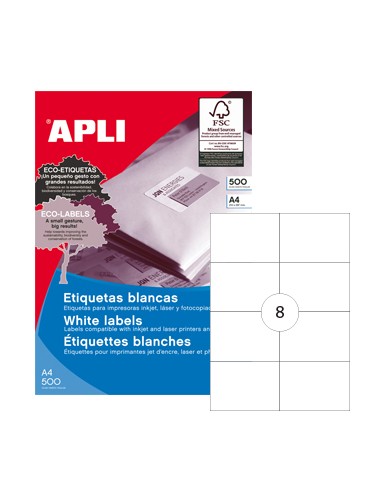 Etiquetas 105x74 Apli 500 Folhas A4 4000un