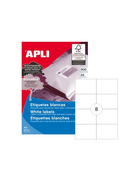 Etiquetas 105x74 Apli 500 Folhas A4 4000un
