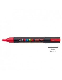 Marcador Uniball Posca PC-5M 1,8mm Vermelho Fluorescente 1un