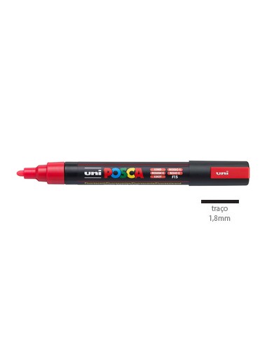 Marcador Uniball Posca PC-5M 1,8mm Vermelho Fluorescente 1un