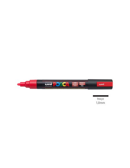Marcador Uniball Posca PC-5M 1,8mm Vermelho Fluorescente 1un
