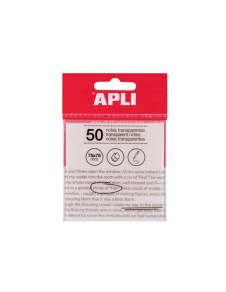 Bloco Notas Aderentes 75x75mm Apli Transparente 50Fls