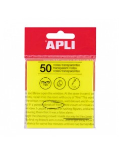 Bloco Notas Aderentes 75x75mm Apli Amarelo Transp 50Fls