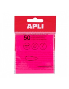Bloco Notas Aderentes 75x75mm Apli Rosa Transp 50Fls