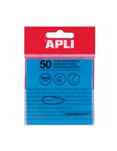 Bloco Notas Aderentes 75x75mm Apli Azul Transp 50Fls