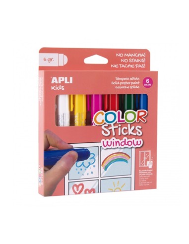 Color Sticks Window Apli Kids 6 Cores