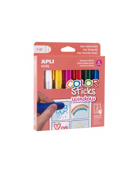 Color Sticks Window Apli Kids 6 Cores
