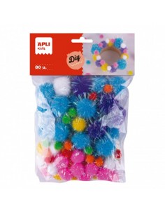 Pom Pom Glitter Apli Cores Sortidas 80un