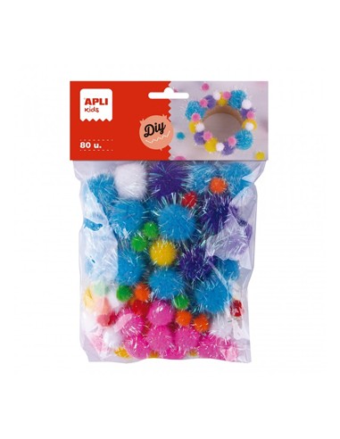 Pom Pom Glitter Apli Cores Sortidas 80un