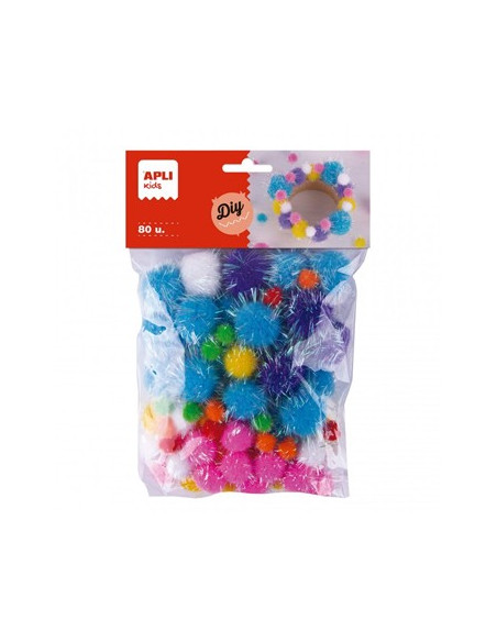Pom Pom Glitter Apli Cores Sortidas 80un
