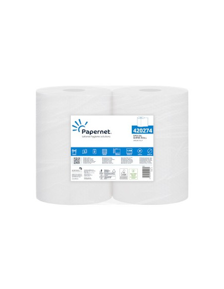 Rolo Toalhas Mão 350mx22,4cm 2Fls PAPERNET Picotado 2un