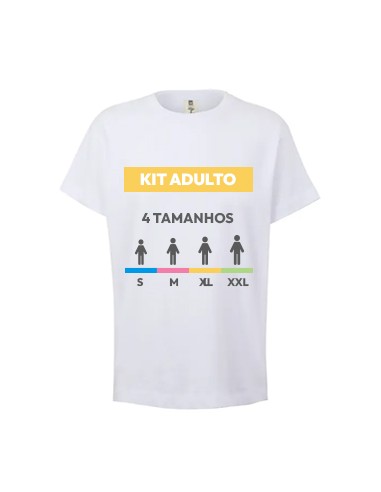 Kit Amostra - T-Shirt Adulto Branco Vários Tamanhos 4un