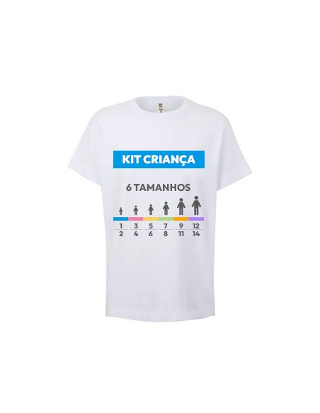 Kit Amostra - T-Shirt Criança Branco Vários Tamanhos 6un
