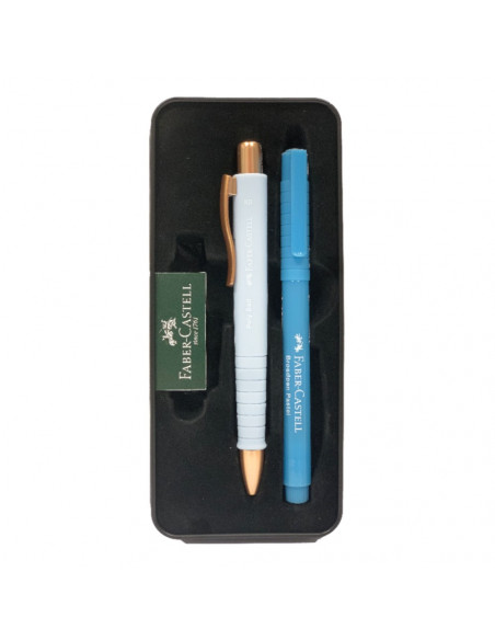 Esferográfica + Fineliner Broadpen Faber Castell Azul