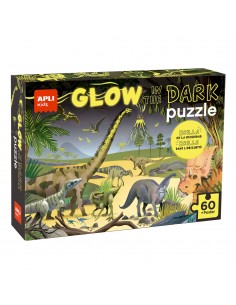 Jogo Educativo Puzzle Apli Fluorescente Dinossauros 60 Peças