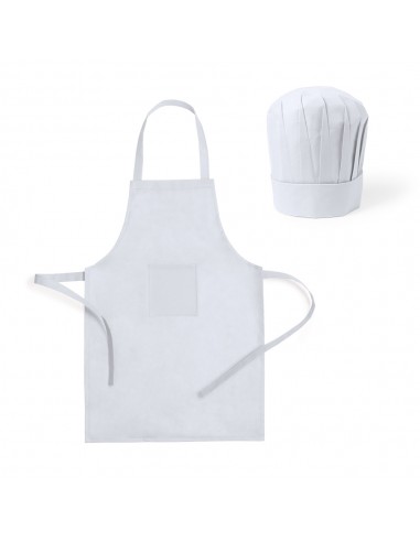 Avental e Chapéu de Cozinheiro Criança Non-Woven Branco