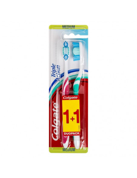Escova de Dentes COLGATE Triple Action Média 1+1un