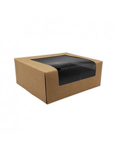 Caixa Cartão Kraft Preto Janela Sushi 12x10x4,5cm 100un