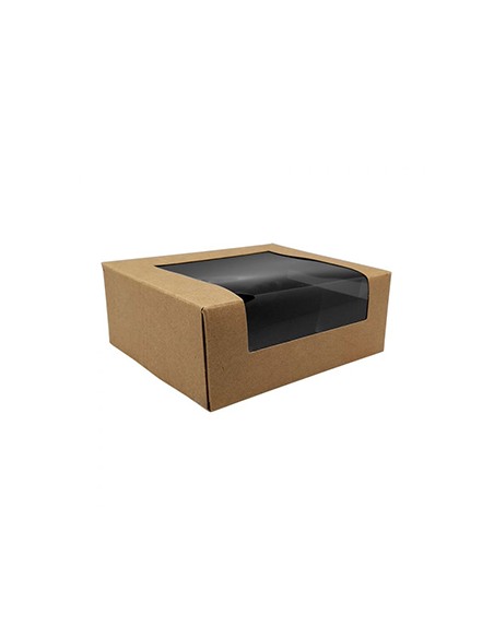 Caixa Cartão Kraft Preto Janela Sushi 12x10x4,5cm 100un