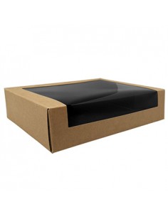 Caixa Cartão Kraft Preto Janela Sushi 19,5x14x4,5cm 100un