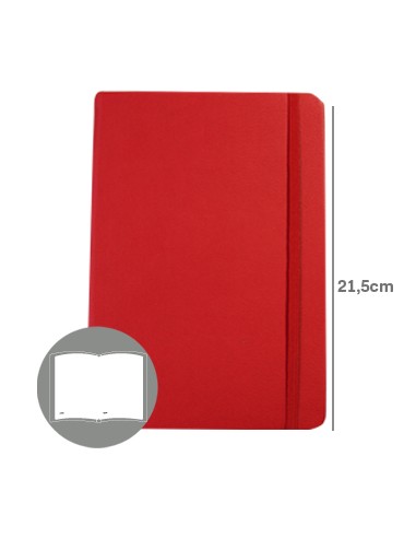 Bloco Notas Liso 21,5x14,5cm Semi Pele Vermelho 116Fls