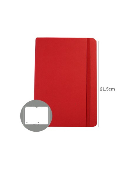 Bloco Notas Liso 21,5x14,5cm Semi Pele Vermelho 116Fls