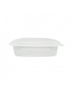 Caixa Reutilizável PP 750ml rectangular Tampa Dobradiça 50un