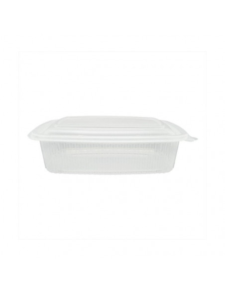 Caixa Reutilizável PP 750ml rectangular Tampa Dobradiça 50un