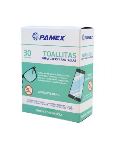 Toalhitas Limpa Lentes e Ecrans Pamex 30un