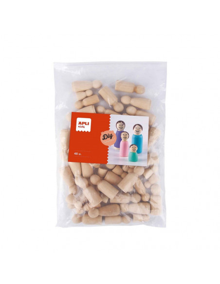 Bonecos Madeira (Manualidades) Apli Cor Natural 48un