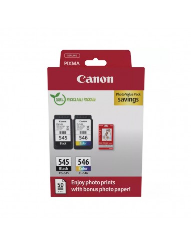 Pack Tinteiros Canon 545/546 Preto/Cor+Papel GP501 8287B008