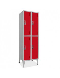 Cacifos Metálicos Duplo 4 Cacifos 600x500x1900mm Vermelho