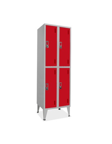 Cacifos Metálicos Duplo 4 Cacifos 600x500x1900mm Vermelho