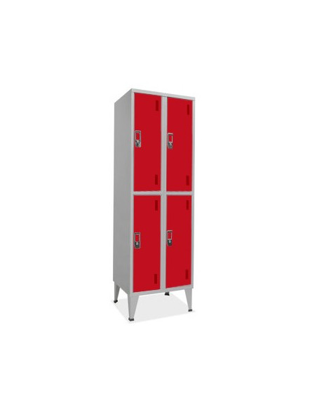 Cacifos Metálicos Duplo 4 Cacifos 600x500x1900mm Vermelho
