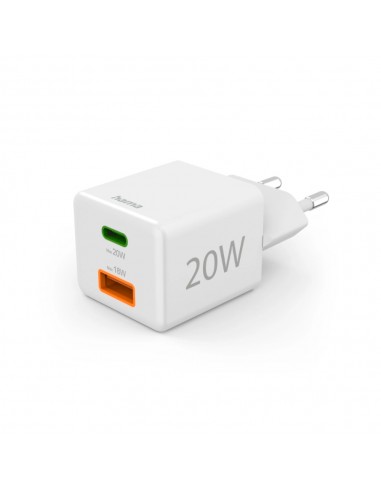 Carregador USB-C + USB-A 20W Rápido Mini-charger Branco