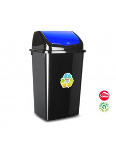 Contentor 50L Plástico c/Tampa Basculante Preto/Azul