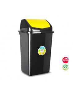 Contentor 50L Plástico c/Tampa Basculante Preto/Amarelo