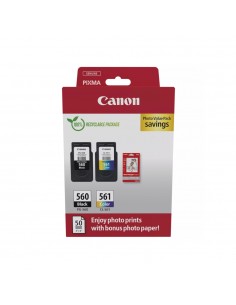 Pack Tinteiros Canon 560/561 Preto/Cor + Papel 3713C008
