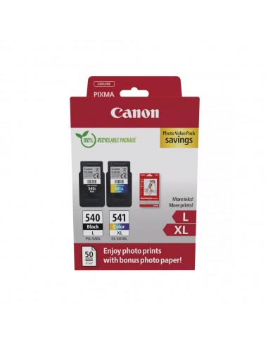 Pack Tinteiros Canon 540L/541XL Preto/Cor + Papel 5224B012