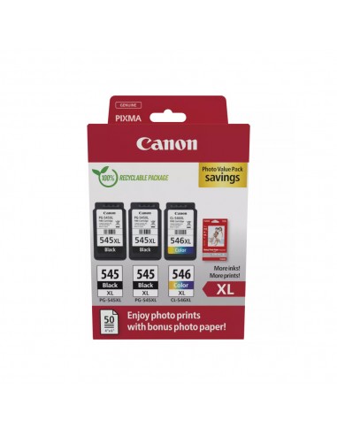 Pack Tinteiros Canon 545XLx2/546XL Preto/Cor+Papel 8286B015