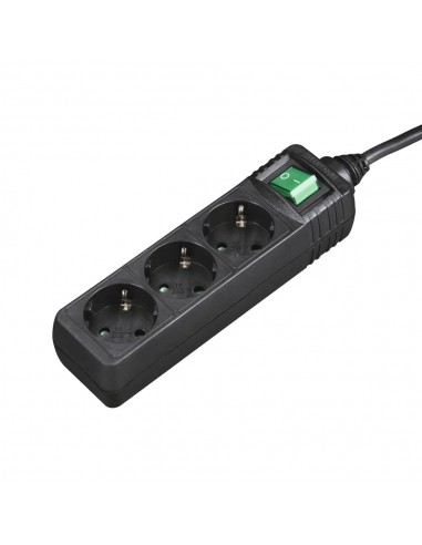 Bloco 3 Tomadas + Interruptor Cabo 3mts Preto