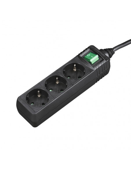 Bloco 3 Tomadas + Interruptor Cabo 3mts Preto