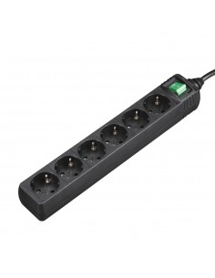 Bloco 6 Tomadas + Interruptor Cabo 3mts Preto