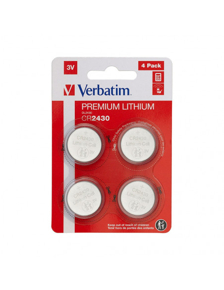 Pilhas CR2430 Lithium 3V 280mAh Verbatim 49534 4un