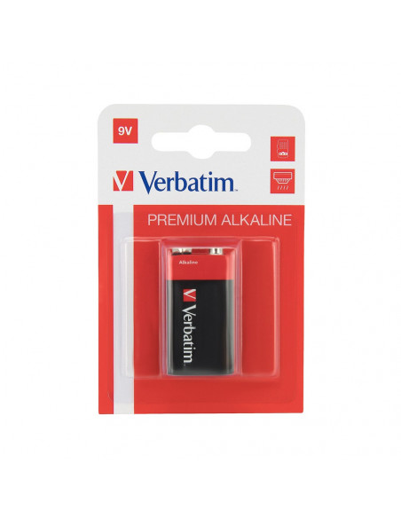 Pilhas 6LR61 Alcalinas 9V 500mAh Verbatim 49924 1un